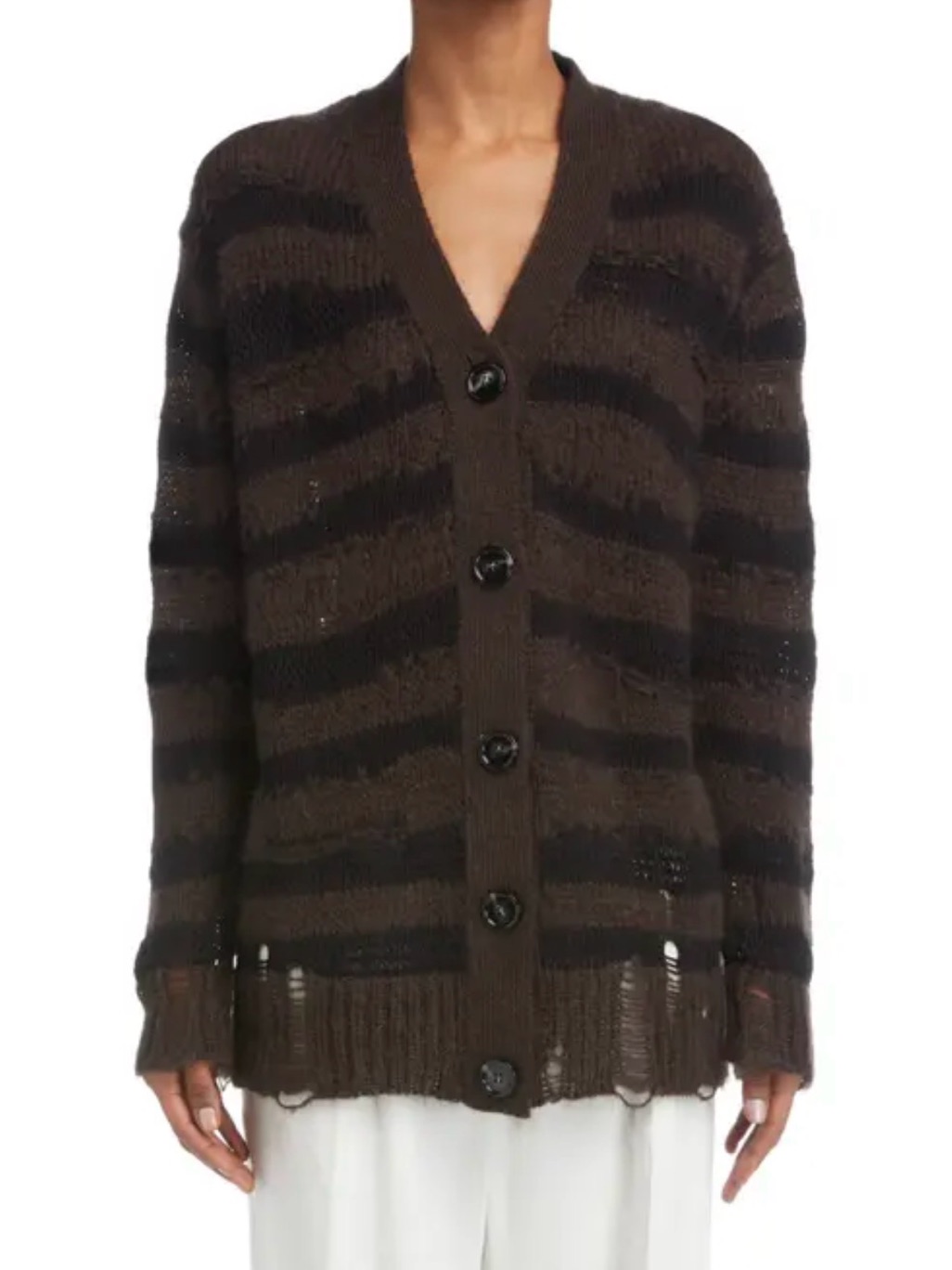 Acne Studios Koliva Mohair Stripe Cardigan Black Brown Made In Italy Size Xxs